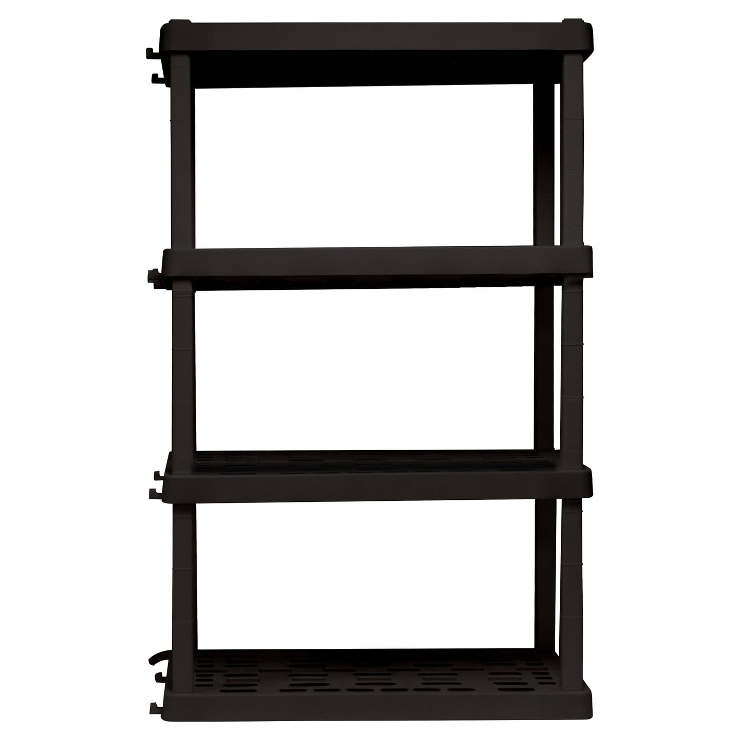 Koolatron Oscar Heavy Duty Plastic Storage Shelves- for Garage, Kitchen, Bathroom Basement, Kids Room, Toys,Stackable 4-Tier Black, Organizer Rack for Books Shoes, Pantry, Cleaning, Made in Canada Koolatron