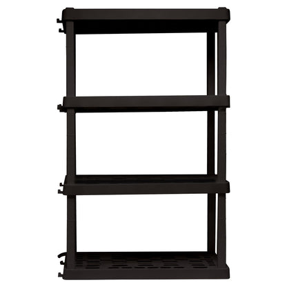 Koolatron Oscar Heavy Duty Plastic Storage Shelves- for Garage, Kitchen, Bathroom Basement, Kids Room, Toys,Stackable 4-Tier Black, Organizer Rack for Books Shoes, Pantry, Cleaning, Made in Canada Koolatron