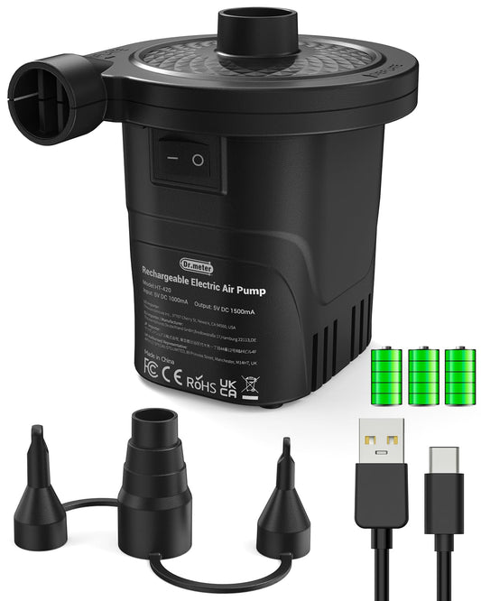 Air Mattress Pump, Dr.meter 4000mAh Rechargeable Battery Air Pump for Inflatable, Portable Quick-Fill Inflator Deflator for Outdoor Camping Inflatable Pool Float Boat Raft Yoga Ball Swim Ring Airbed - Available at All In One Marketplace Canada