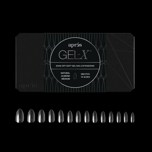 APRÉS Gel-X® Almond Box of Nail Tips | 280 Soft Gel Nail Tips, 14 Sizes 00-9 | Half-sizes Included (Natural Almond Medium, 280 Count)