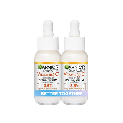 Garnier Vitamin C Serums Face Duo Gift Set, With 3.5% Niacinamide & Salicylic Acid, Brightening Serum, For All Skin Types, Even Sensitive, For Dull, Tired Skin, Bundle 2 x 30ml