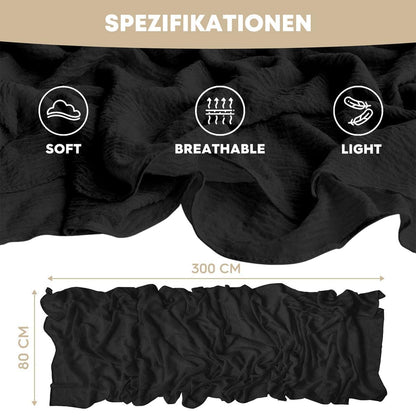 Artoid Mode Boho Cheesecloth Gauze Black Wedding Table Runner, 300 cm Seasonal Fabric Kitchen Dining Holiday Table Decor for Home Party Indoor 🍁 All In One Marketplace Canada