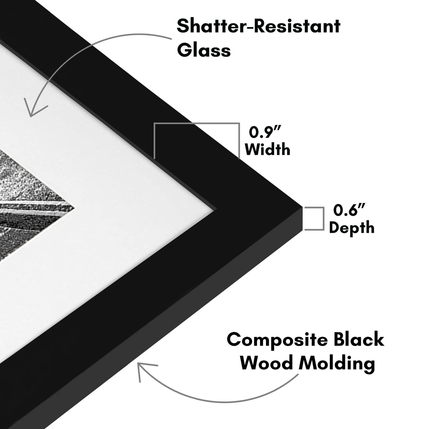 Americanflat 11x14 Picture Frame with Shatter-Resistant Glass - Use as 8x10 Frame with Mat or Display 11x14 Photo Without Mat - Signature Collection - Picture Frames for Wall Display - Black Americanflat