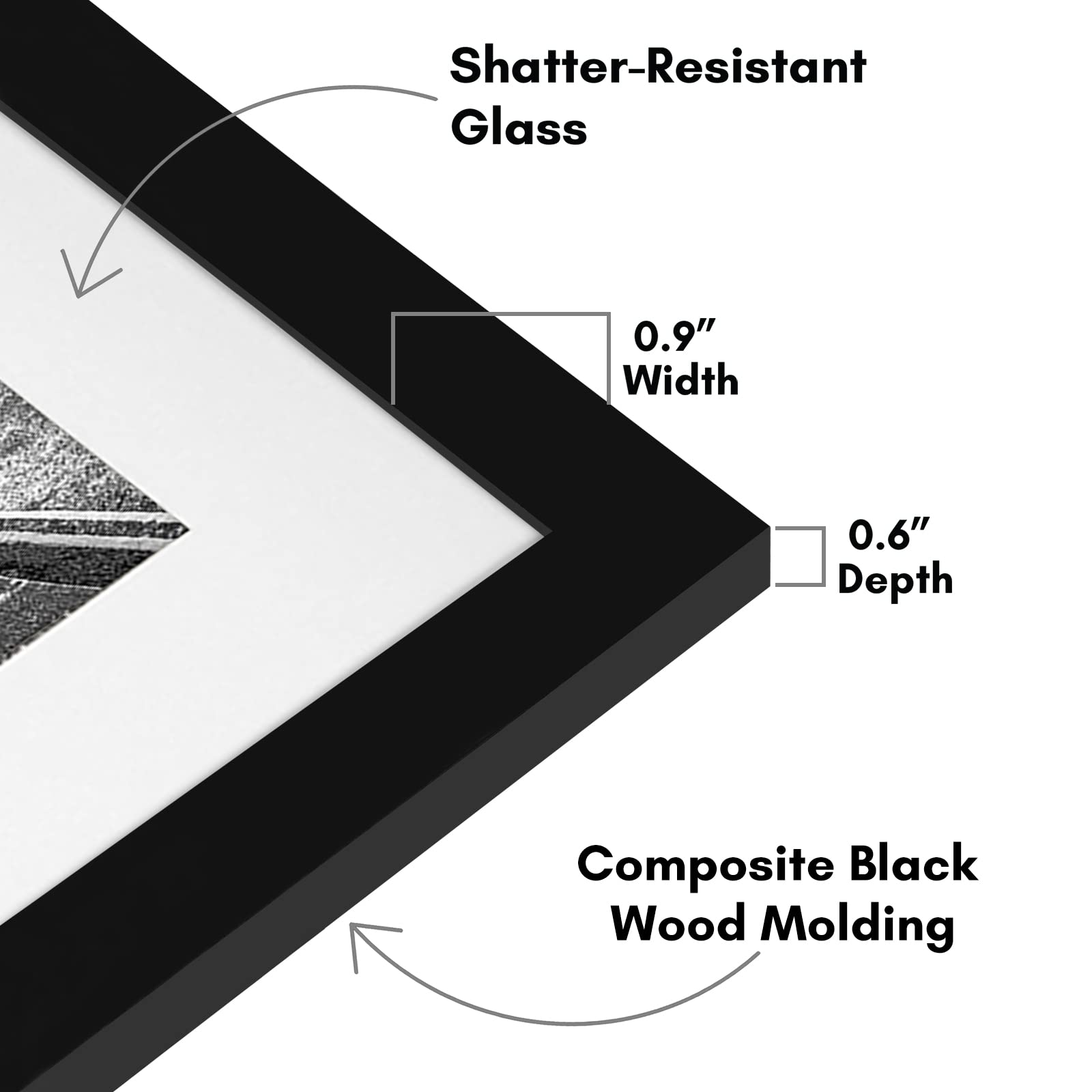 Americanflat 11x14 Picture Frame with Shatter-Resistant Glass - Use as 8x10 Frame with Mat or Display 11x14 Photo Without Mat - Signature Collection - Picture Frames for Wall Display - Black Americanflat