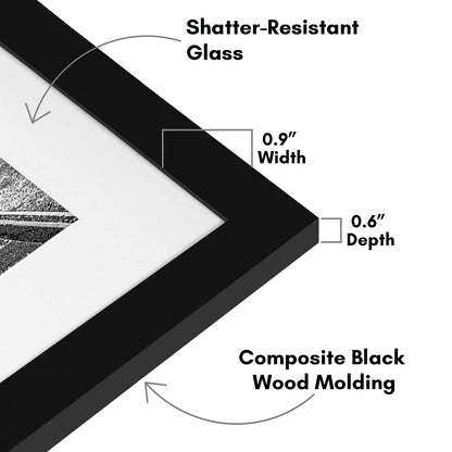 Americanflat 11x14 Picture Frame with Shatter-Resistant Glass - Use as 8x10 Frame with Mat or Display 11x14 Photo Without Mat - Signature Collection - Picture Frames for Wall Display - Black Americanflat