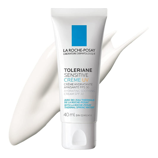 La Roche-Posay Face Moisturizer with SPF 30 for Sensitive Skin, Toleriane Sensitive UV Facial Lotion, Hydrating & Soothing Moisturizer with Thermal Water, Recommended by Dermatologists, 40 ml.
