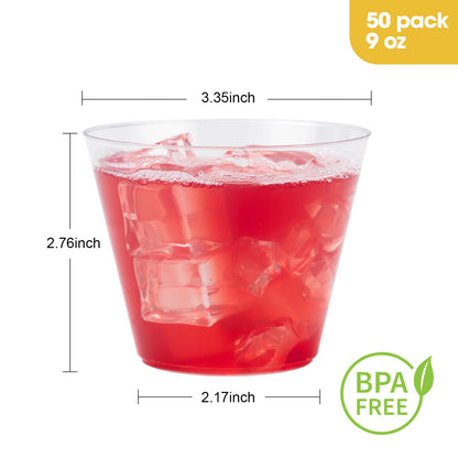 Goodluck 50PCS 9oz Clear Plastic Cups Plastic Cocktail Glasses for Party 🍁 All In One Marketplace Canada