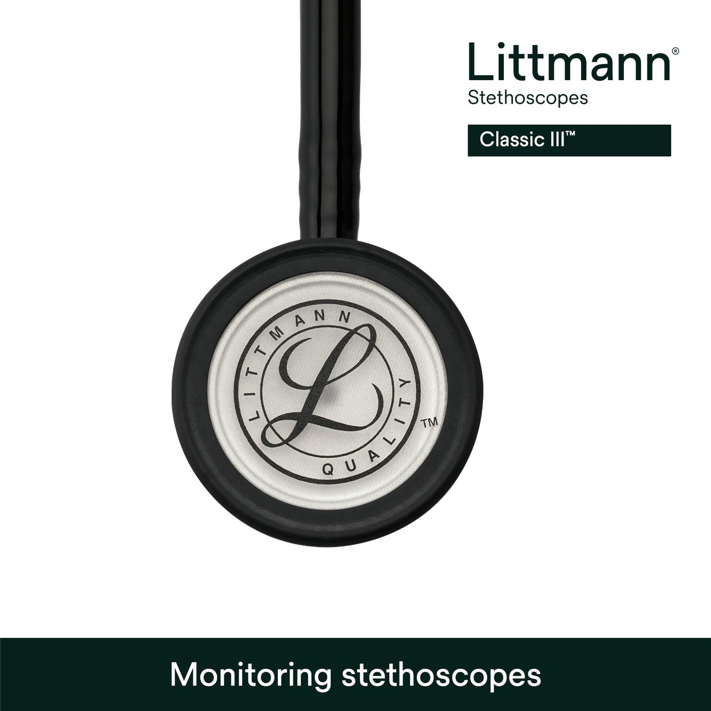 3M Littmann Classic III Monitoring Stethoscope, 5620, More Than 2X as Loud*, Weighs Less**, Stainless Steel Chestpiece, 69 cm (27") Black Tube