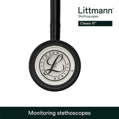 3M Littmann Classic III Monitoring Stethoscope, 5620, More Than 2X as Loud*, Weighs Less**, Stainless Steel Chestpiece, 69 cm (27") Black Tube