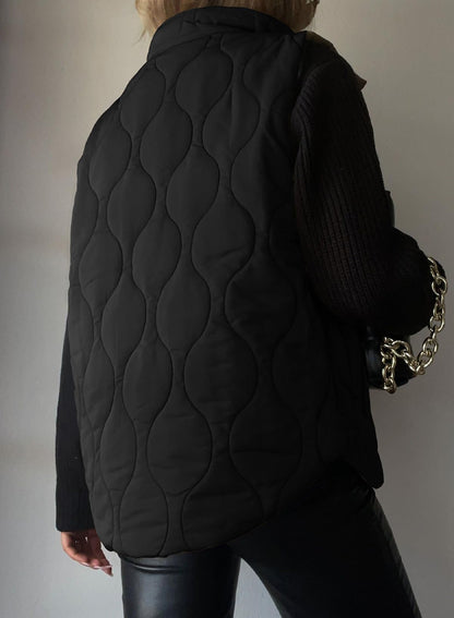 EVALESS Womens Fashion Cropped Puffer Vest Fall 2026 Lightweight Quilted Stand Collar Sleeveless Button Down Jackets Winter Warm Coat Outerwear Gilet with Pockets Black X-Large 🍁 All In One Marketplace Canada
