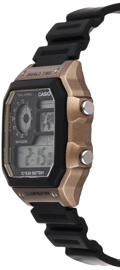 Casio Men's 10-Year Battery Japanese Quartz Watch with Resin Strap, Black, 21 (Model: AE-1200WH-5AVCF) Casio