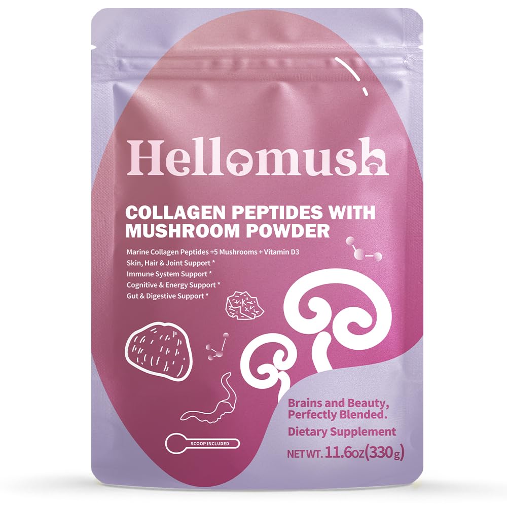 Hellomush Marine Collagen Peptides with Functional Mushroom Blend - 330g