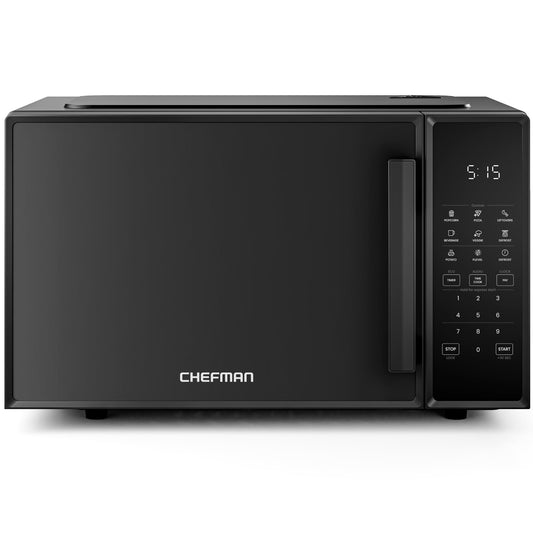Chefman Countertop Microwave Oven 0.9 Cu. Ft., 900 Watts with 10 Power Levels, 6 Cooking Presets with One-Touch Express Cook, Eco Mode, Child Safety Lock, & Mute Button - Black - Available at All In One Marketplace Canada
