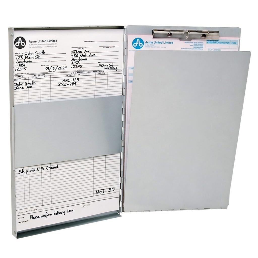 Westcott Side-Hinged Sheet Holder, Letter Size (9" x 12"), Durable Aluminum Clipboard Folder with Steel Clips, 30-Page Capacity, Secure Document Storage for Office, Field, and Industrial Use (38012) Westcott
