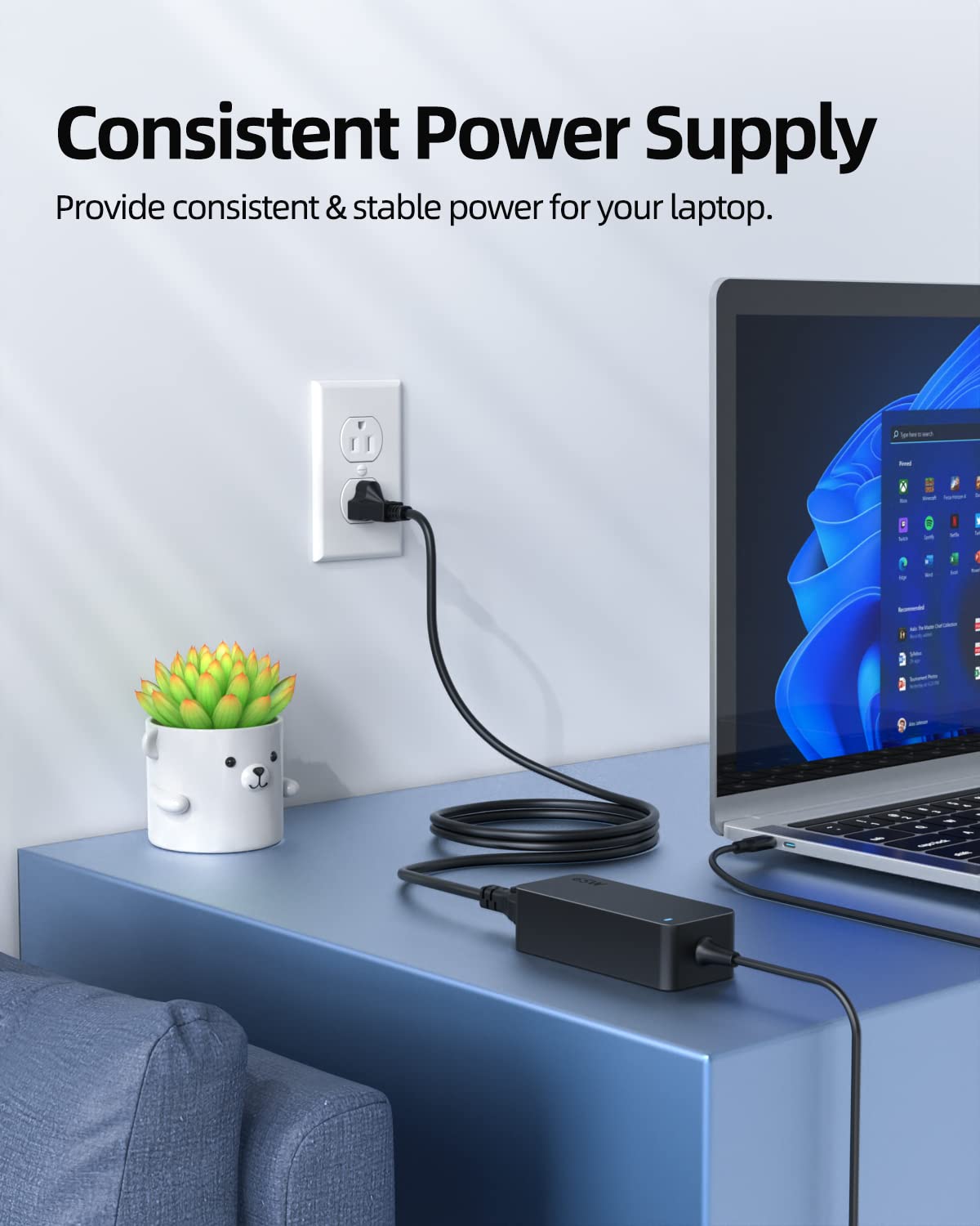 65W USB C Laptop Charger for Lenovo ThinkPad ChromeBook Yoga IdeaPad