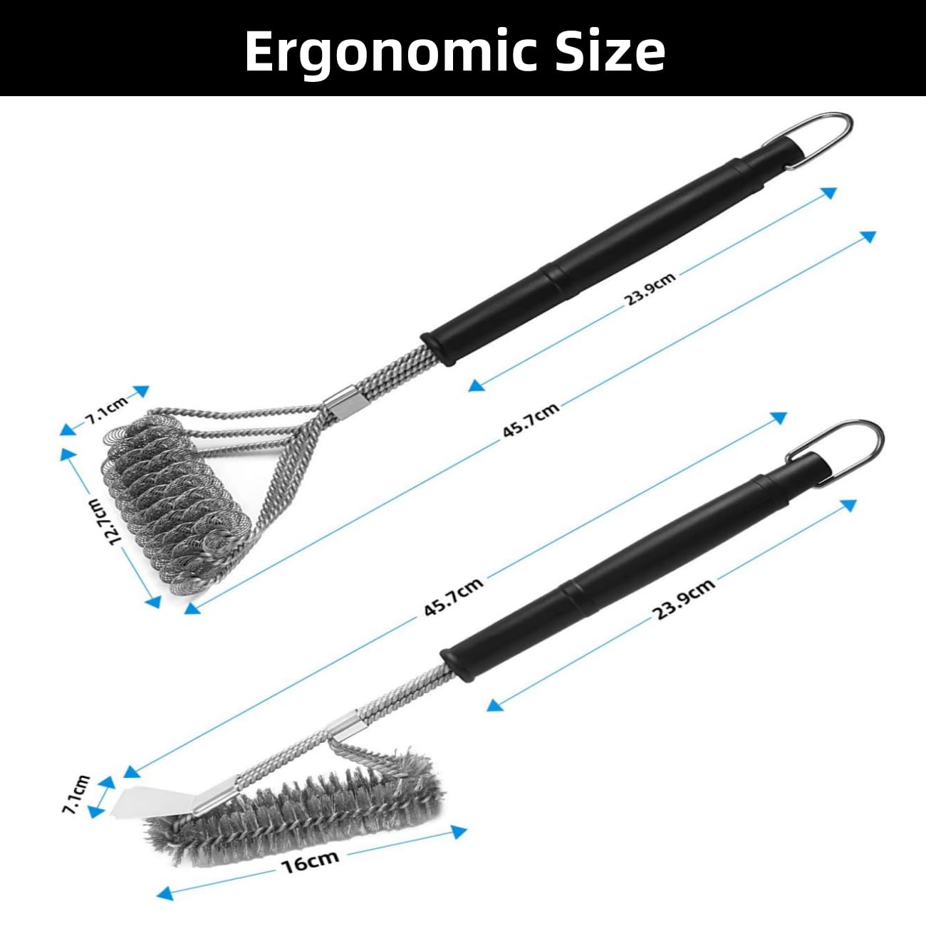 2 Pack BBQ Grill Brush, 18 inch BBQ Accessories, BBQ Cleaning Brush Safe Bristle Free BBQ Brush,100% Rust-Proof Stainless Steel- BBQ Grill Cleaner for Gas, Charcoal, Smoker, Porcelain, Infrared Grill - Available at All In One Marketplace Canada
