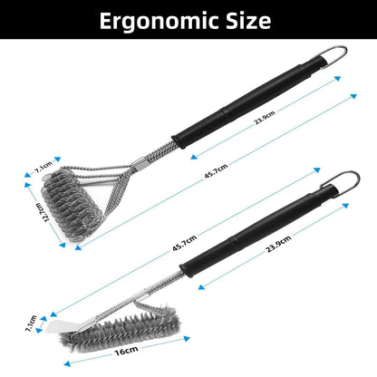 2 Pack BBQ Grill Brush, 18 inch BBQ Accessories, BBQ Cleaning Brush Safe Bristle Free BBQ Brush,100% Rust-Proof Stainless Steel- BBQ Grill Cleaner for Gas, Charcoal, Smoker, Porcelain, Infrared Grill - Available at All In One Marketplace Canada