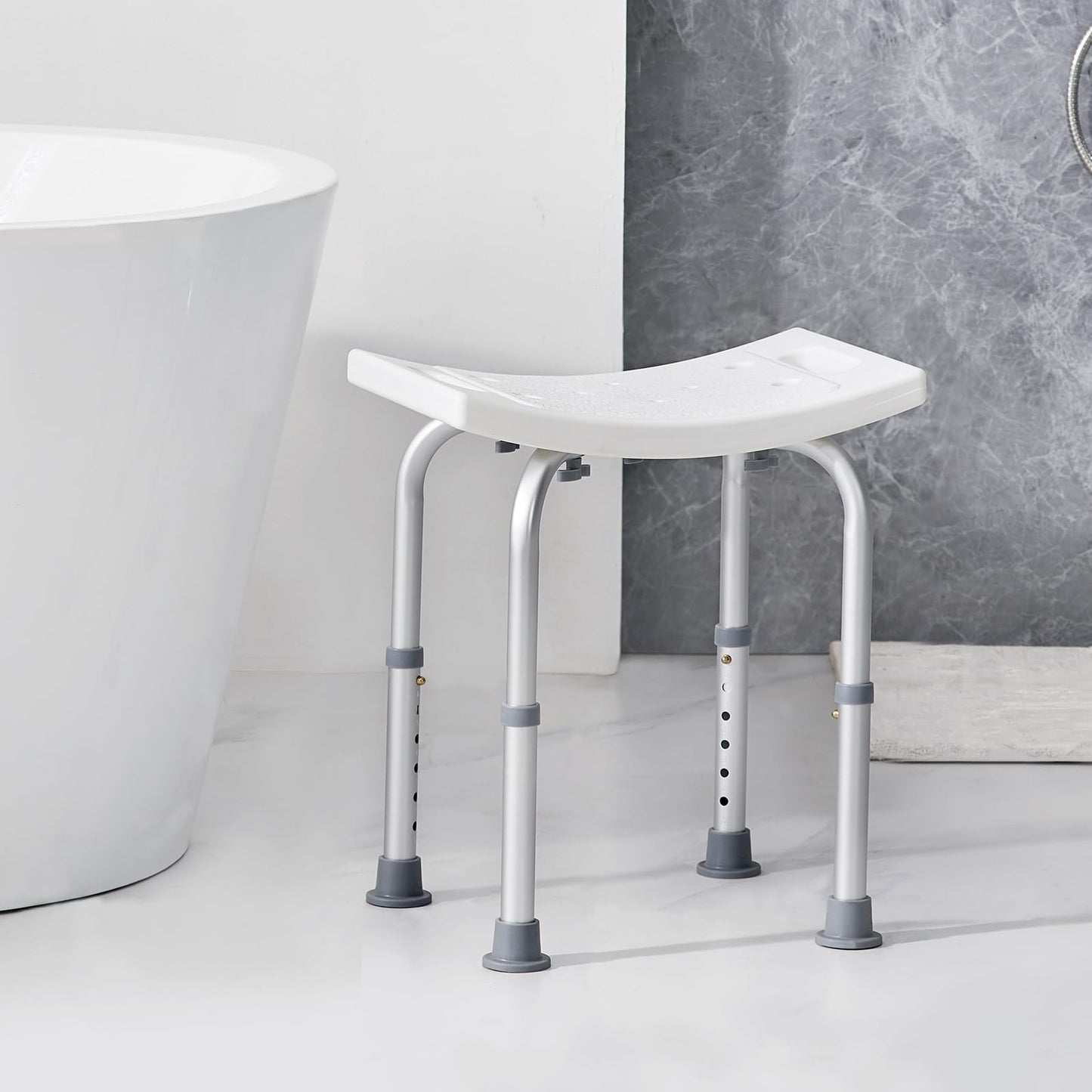 VEVOR Shower Chair, Adjustable Height Shower Stool with Built-in Handles, Shower Seat for Inside Shower or Tub, Non-Slip Bench Bathtub Stool Seat for Elderly Disabled Handicap, 158.8 kg Capacity VEVOR