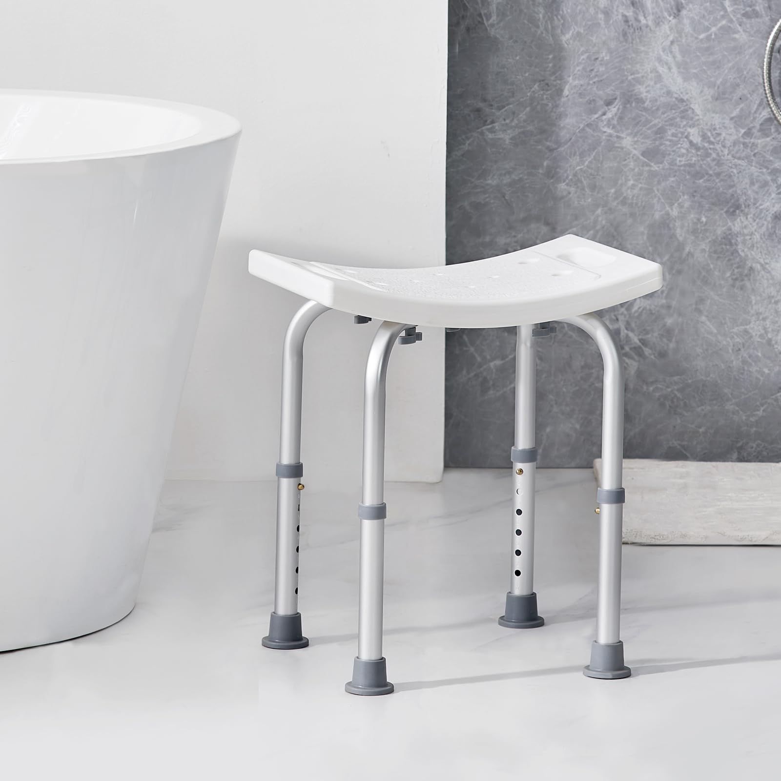 VEVOR Shower Chair, Adjustable Height Shower Stool with Built-in Handles, Shower Seat for Inside Shower or Tub, Non-Slip Bench Bathtub Stool Seat for Elderly Disabled Handicap, 158.8 kg Capacity VEVOR