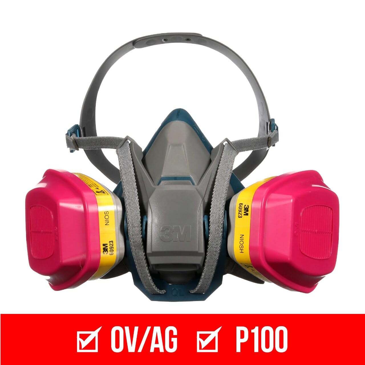 3M Pro Quick Latch Half Facepiece Reusable Respirator All-in-One Kit, Multi-purpose, M (1 Mask and 1-pair Cartridges) 3M
