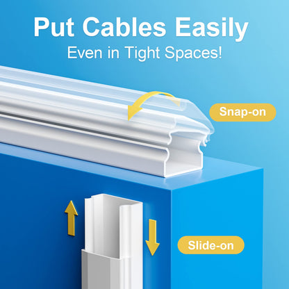 Yecaye TV Cord Hider, 42in Cord Cover, Large Cable Hider, Wire Covers for 4 Cords, Cable Raceway for TV on Wall, Cable Cover Cord Concealer, W1.18in H0.6in, White - Available at All In One Marketplace Canada