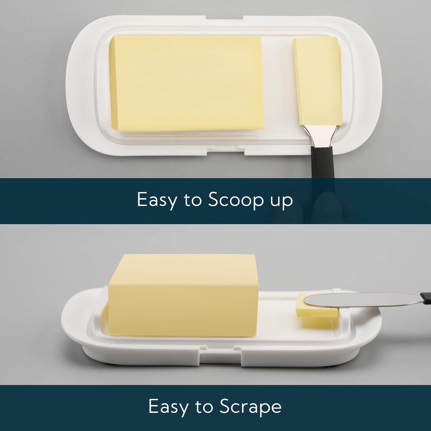 Large One-Handed Butter Dish with Lid for 1 lb Canadian Butter, Airtight Butter Keeper with Lid Fit a Full Pound Block of Butter,Locking Butter Container for Countertop,Cat/Dog Proof(White) - Available at All In One Marketplace Canada