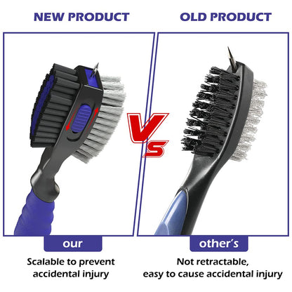 THIODOON 2 Pack Golf Club Brushes and Groove Cleaner 2 ft Retractable Zipline Carabiner Oversized Golf Brush Head with Retractable Spike Comfortable Grip Golf Club Cleaner - Available at All In One Marketplace Canada