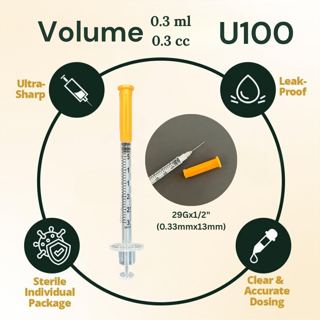 Elimedical Veterinary Syringe U-100 0.3ml 29G x 1/2" 100PC 03V2913B