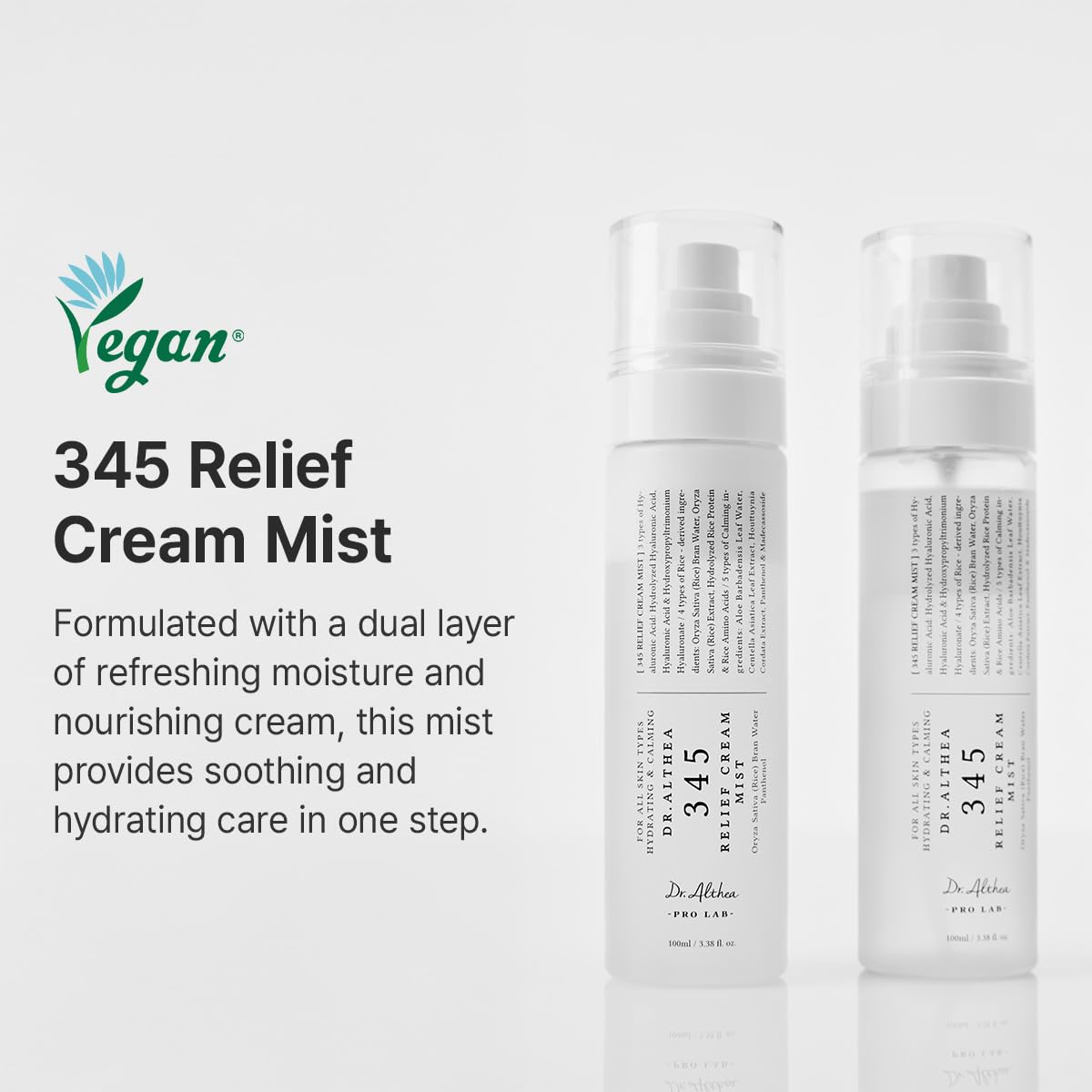 Dr.Althea 345 Relief Cream Mist | Hydrating Facial Mist with Rice Extract | Soothing Care for Sensitive Skin | Vegan Korean Skincare, 100ml - Available at All In One Marketplace Canada