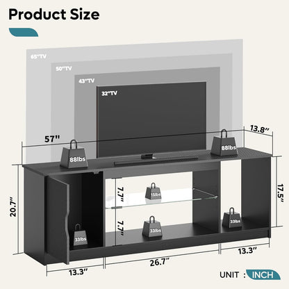 Bestier 57 inch TV Stand for 65 Inch TV, Black Entertainment Center Bestier