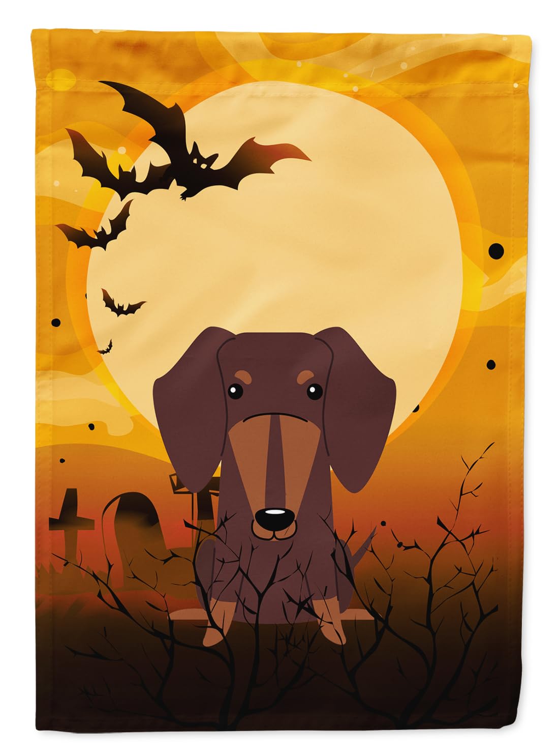 Caroline's Treasures BB4397GF Halloween Dachshund Chocolate Garden Size Flag, Small, Multicolor
