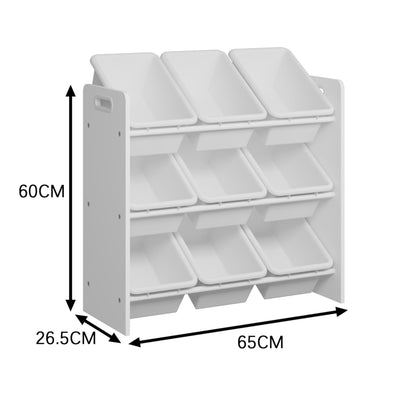 Lennox Furniture Toys Storage Organizer 9 Plastic Bins in White (JWTR-03006 white) Lennox Furniture