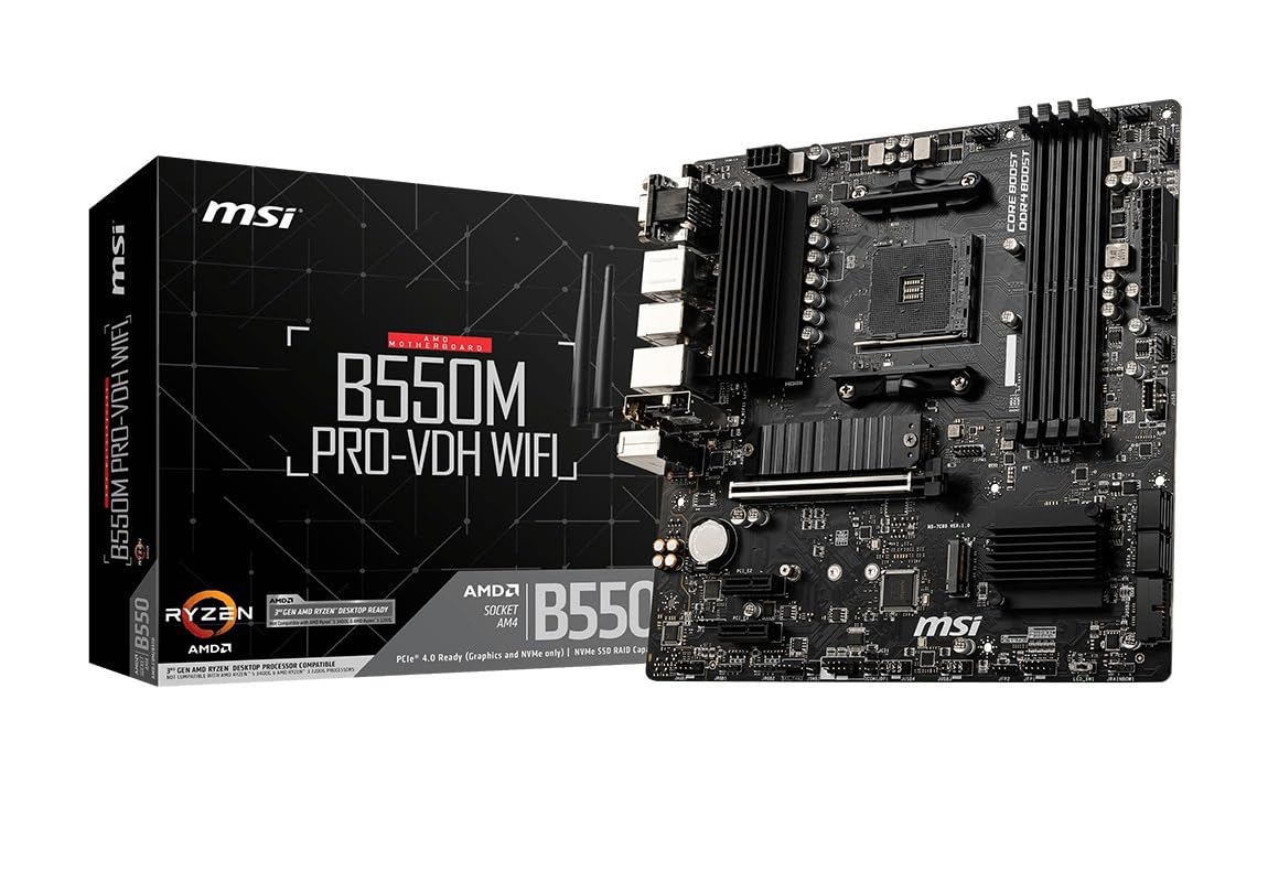 MSI B550M PRO-VDH WiFi ProSeries Motherboard (AMD AM4, DDR4, PCIe 4.0, SATA 6Gb/s, M.2, USB 3.2 Gen 1, AX Wi-Fi 6, D-SUB/HDMI/DP, Micro-ATX) 🍁 All In One Marketplace Canada