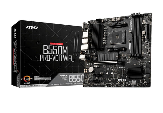 MSI B550M PRO-VDH WiFi ProSeries Motherboard (AMD AM4, DDR4, PCIe 4.0, SATA 6Gb/s, M.2, USB 3.2 Gen 1, AX Wi-Fi 6, D-SUB/HDMI/DP, Micro-ATX) 🍁 All In One Marketplace Canada MSI