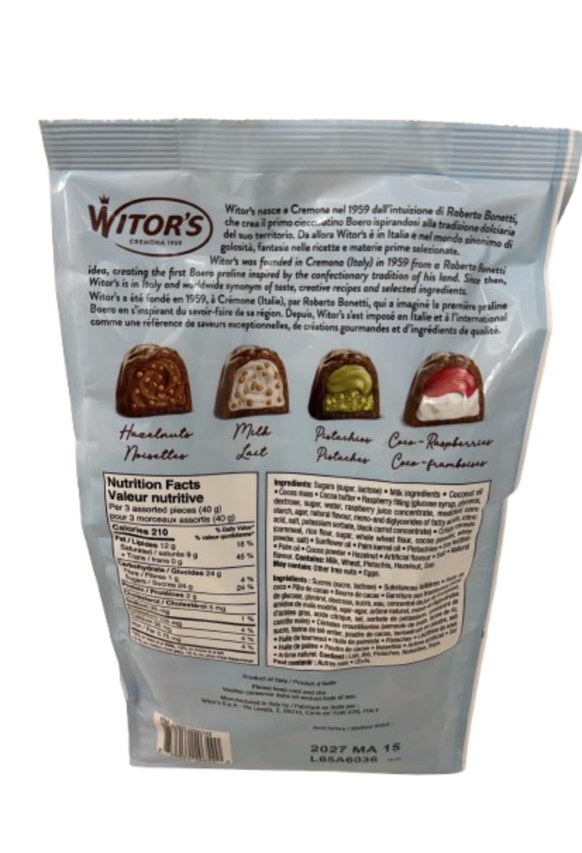 Witor's Italian Assorted Chocolate Truffles, 1 kg | Coco-Raspberry, Hazelnut, Milk & Pistachio Flavours | Gourmet Gift Box 🍁 All In One Marketplace Canada