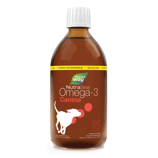 Nature’s Way NutraSea Omega-3 Canine Supplement for Dogs – Helps Support Dogs’ Skin, Coat, Muscles, Joints, Heart & Brain – 1170 mg of EPA + DHA – Smoky Meat Flavour, 500 mL