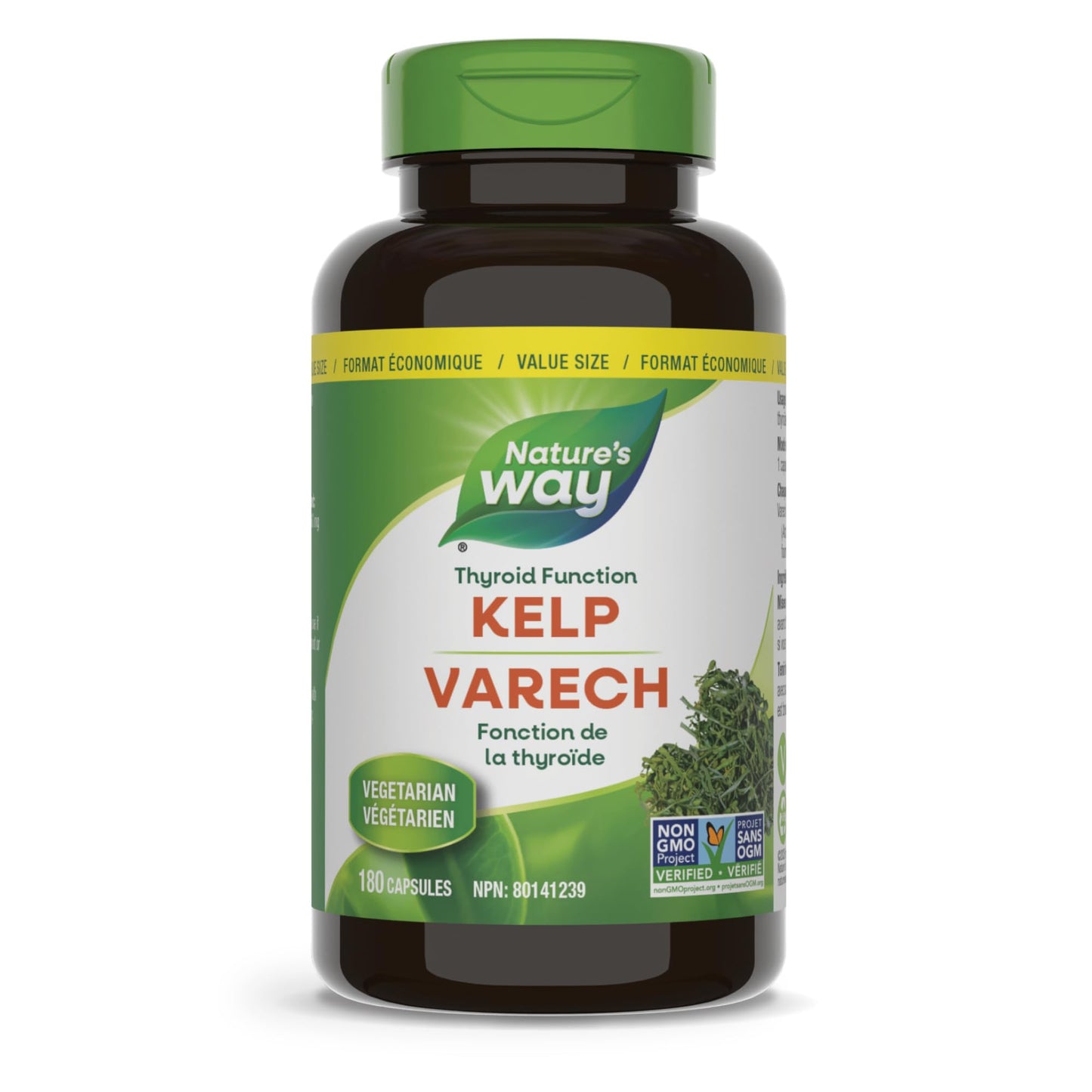 Nature’s Way Kelp - Iodine Supplement for Thyroid Support from Kelp - Non-GMO - 180 Vegetarian Capsules, Value Size Nature's Way