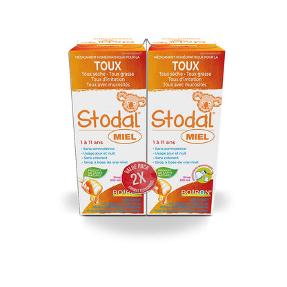 Boiron Stodal Children's Honey Cough Syrup, Twin Pack 2x200ml
