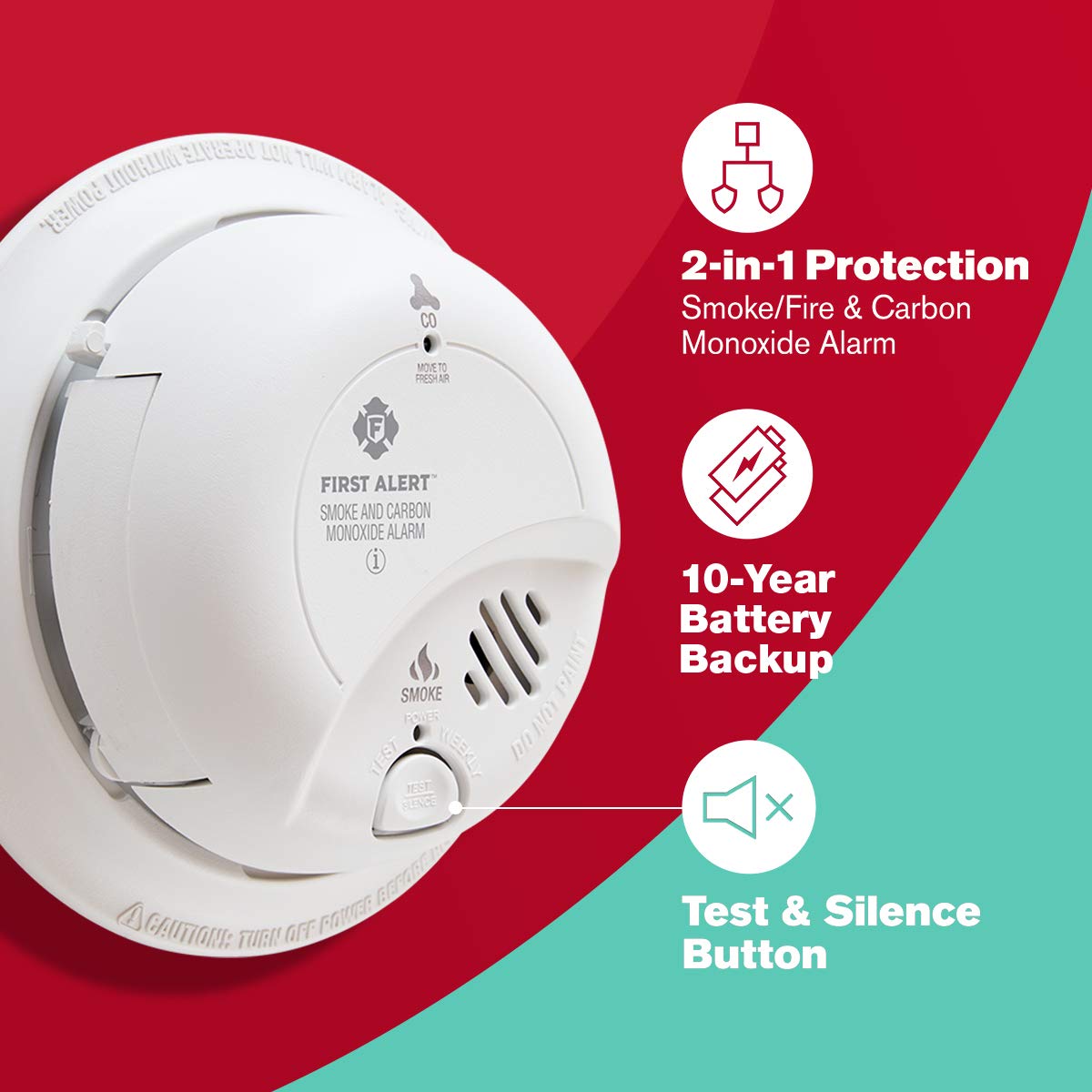 First Alert SC9120LBLA Hardwire Smoke/Carbon Monoxide Alarm 10 Year Battery