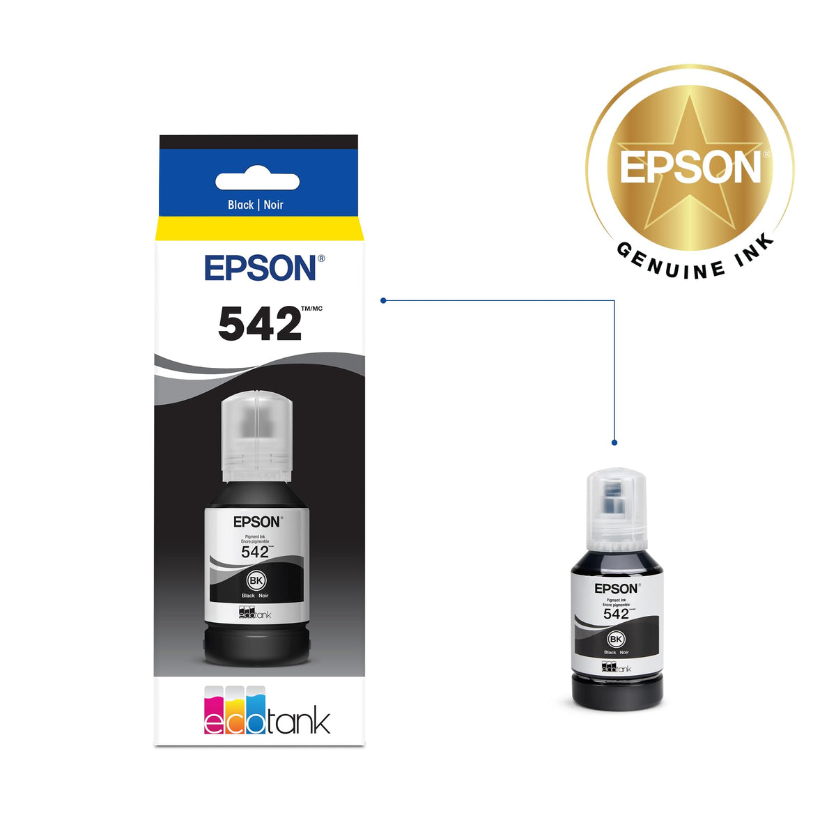 Epson 542 Genuine Pigment Black EcoTank Ink Refill Bottle T542120