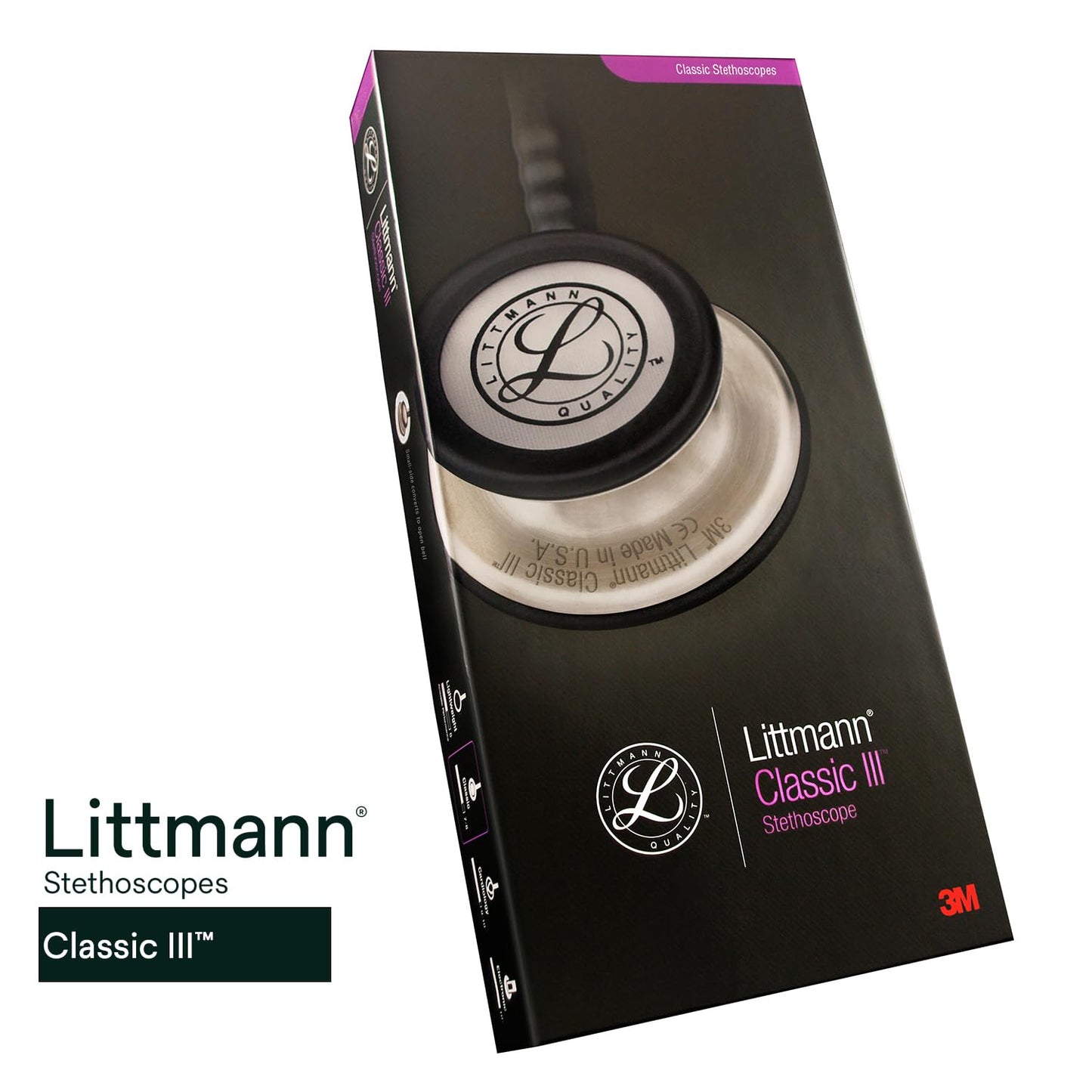 3M Littmann Classic III Monitoring Stethoscope, 5623, More Than 2X as Loud*, Weighs Less**, Stainless Steel Chestpiece, 69 cm (27") Caribbean Blue Tube