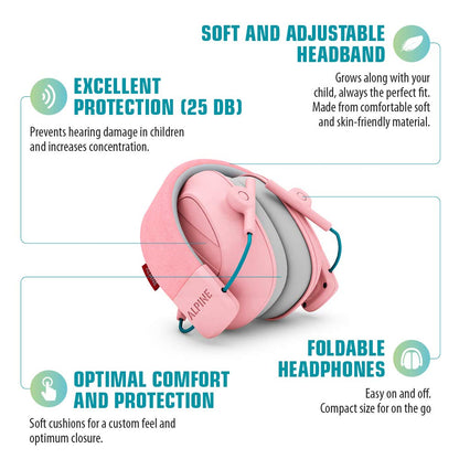 Alpine Muffy - Noise Cancelling Headphones for Kids - CE & ANSI Certified - Earmuffs for Autism - Kids Ear Protection for Sensory & Concentration Aid - Pink 🍁 All In One Marketplace Canada