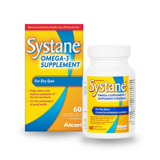 Systane Omega-3 Supplement for Dry Eyes, Eye Supplement for Adults, Tear Film Support, Tear film Support, Ocular Supplement for Dry Eyes - 60 Liquid Gels - Available at All In One Marketplace Canada