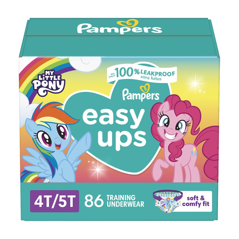 Pampers Easy Ups Training Underwear Girls Size 6 4T5T, 86 Count