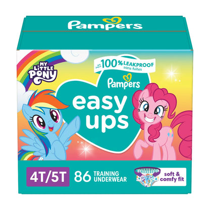 Pampers Easy Ups Training Underwear Girls Size 6 4T5T, 86 Count