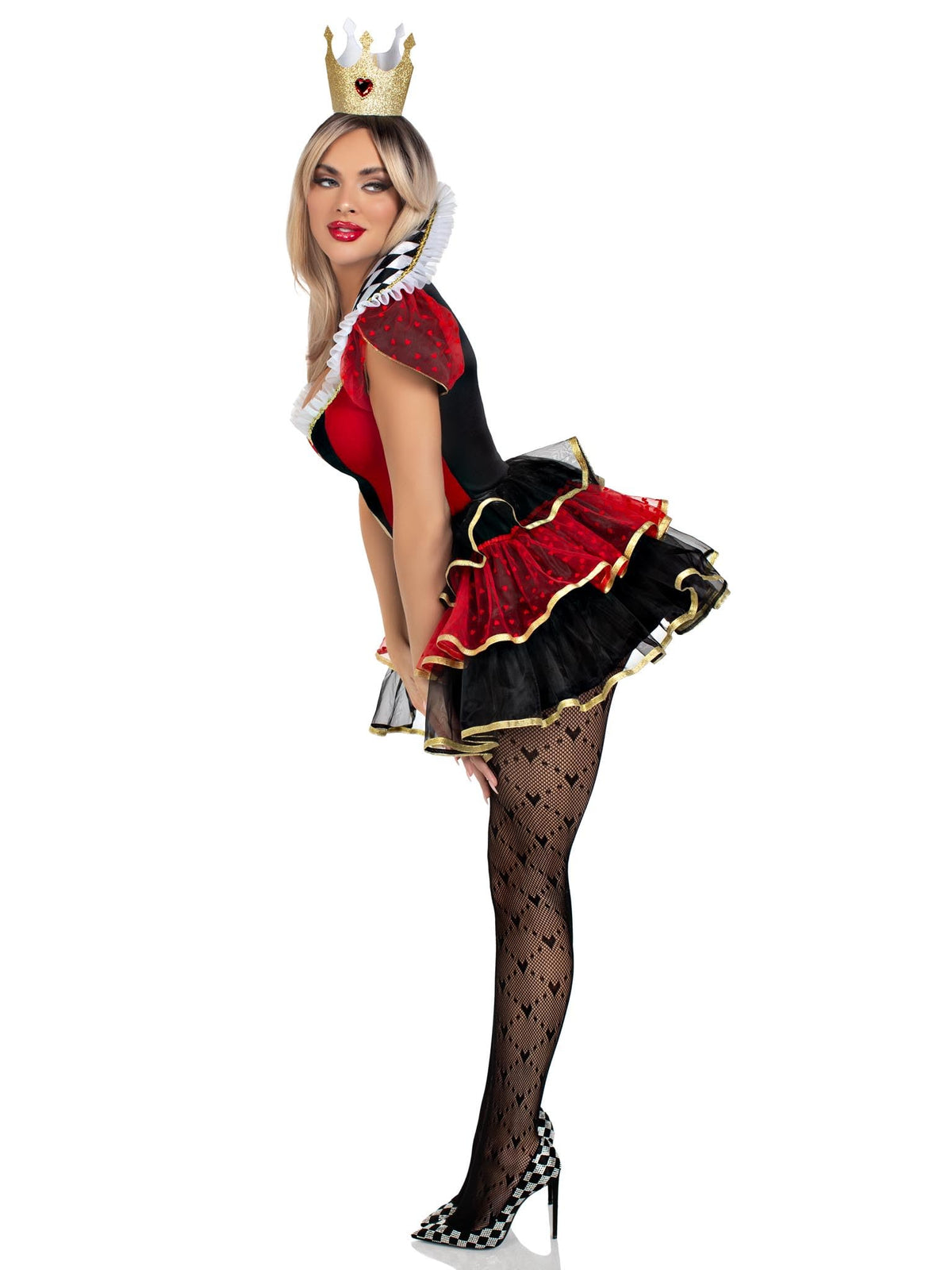 Leg Avenue Womens 2 Pc Queen of Hearts Halloween Costume for Women, Multicolor, Small