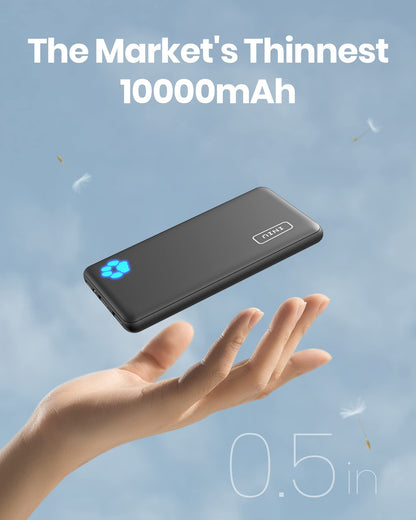 INIU Power Bank, Slimmest 10000mAh Portable Charger, Triple 3A High-Speed Charge External Battery Pack with Flashlight, USB C Phone Charger for iPhone 17 16 15 14 13 Samsung S22 Google LG iPad etc - Available at All In One Marketplace Canada