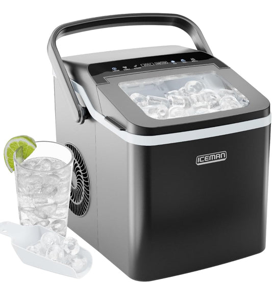 Iceman Dual-Size Ice Maker Countertop - Portable Ice Machine, Large and Small Ice Machine Maker with Self Cleaning, 9 Cubes in 7 Mins, 22lbs/24hrs, for Home, Kitchen, Office, Party, Ice Scoop Included - Available at All In One Marketplace Canada