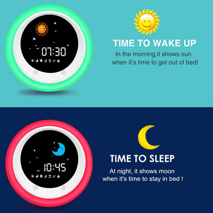 I.Code Sun & Moon Rise Kids Alarm Clock, Children's Sleep Trainer, Sleep Sound Machine, Wake Up Light & Night Light, Teach Kids Day & Night - Available at All In One Marketplace Canada
