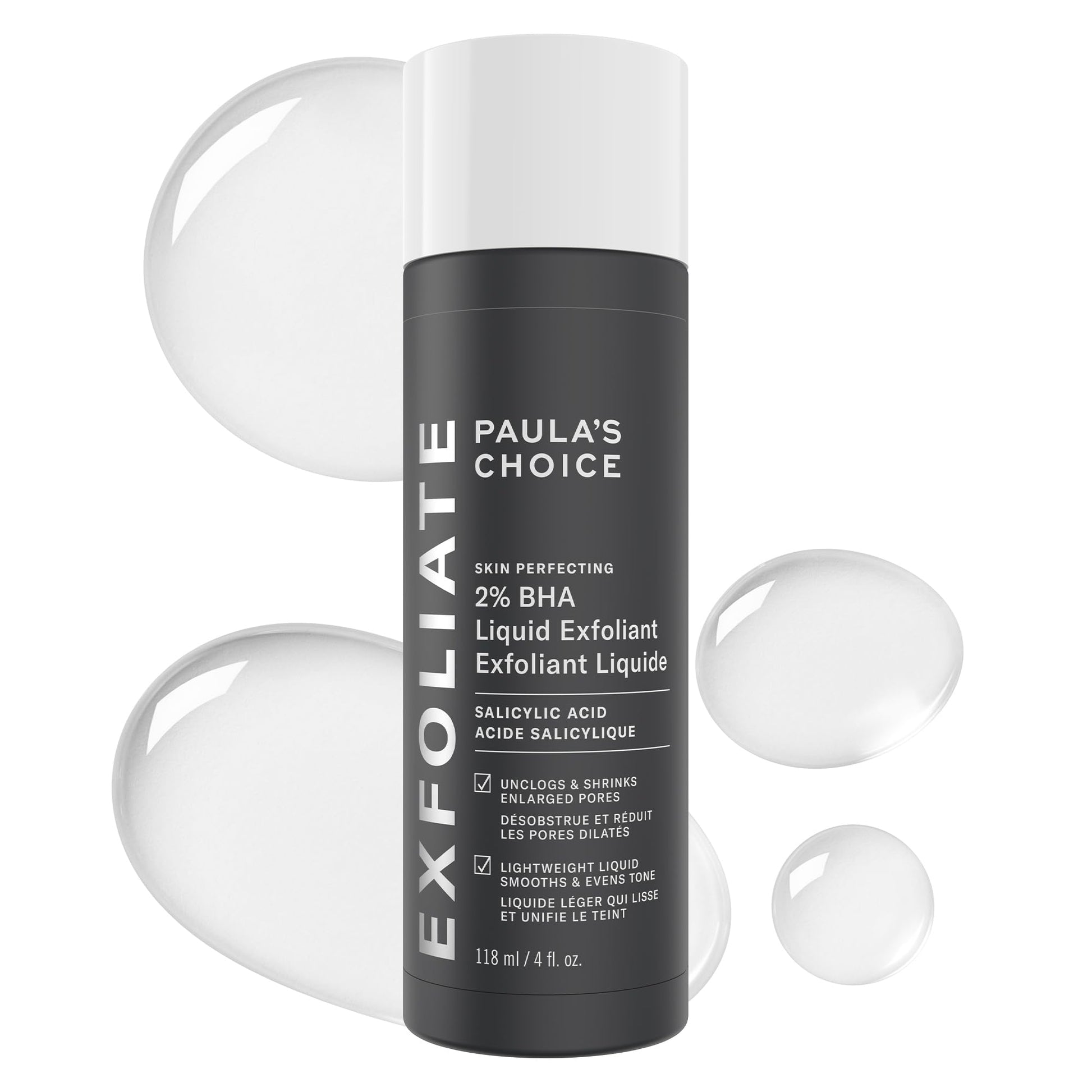 Paula's Choice SKIN PERFECTING 2% BHA Liquid Salicylic Acid Exfoliant, Daily Facial Exfoliator for Enlarged Pores, Wrinkles & Fine Lines, Fragrance-Free, Full Size - 118 ml